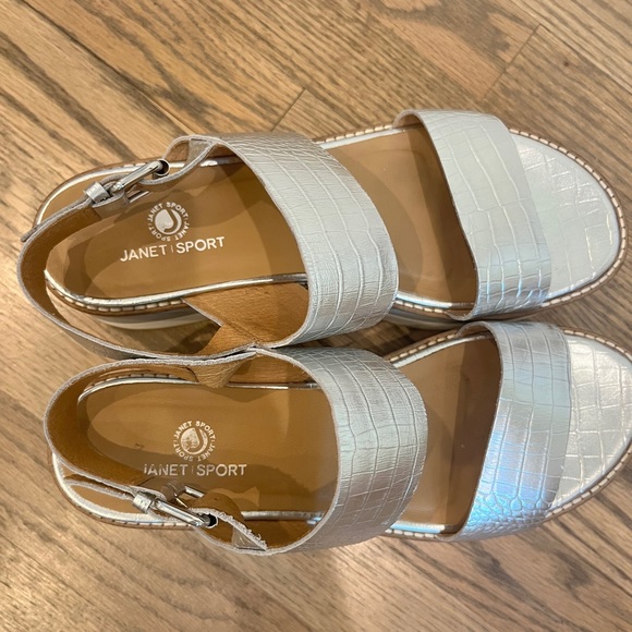 Janet Sport Silver Platform Sandals - Picture 4 of 5